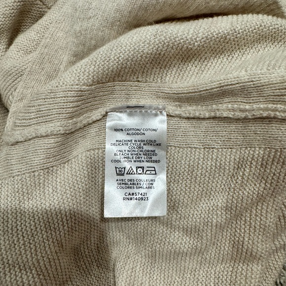 EUC | Lou & Grey Bat Wing Double V-Neck Poncho Style Sweater | Color: Oatmeal - Picture 2 of 4